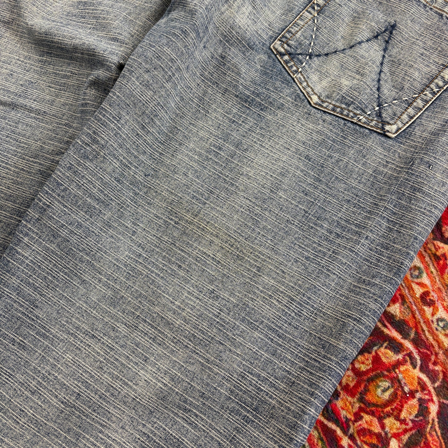 Vintage GS115 Blue Embroidered Y2K Hip Hop Baggy Jeans - 38