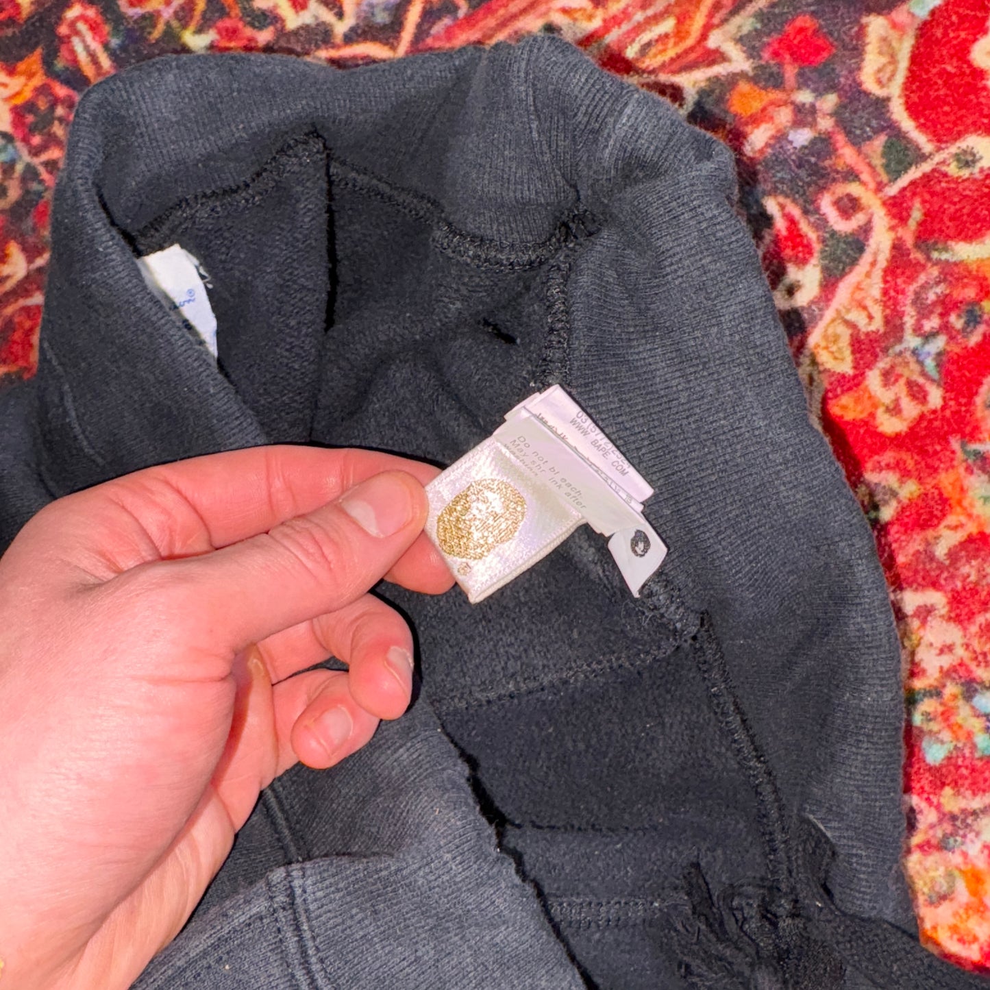 Vintage BAPE Bathing Ape Champion Black Joggers Tracksuit Bottoms - 32S