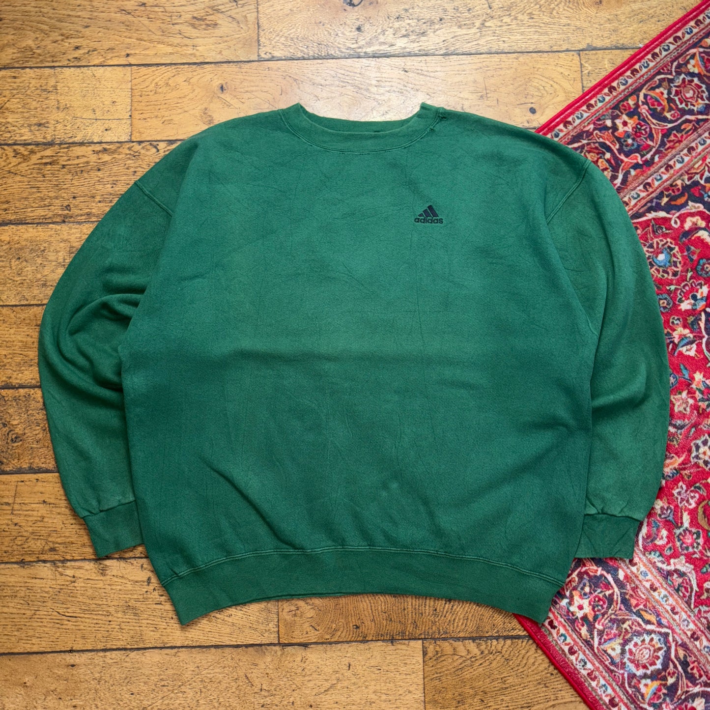 Vintage 90s Adidas Green Embroidered Sweatshirt - 2XL