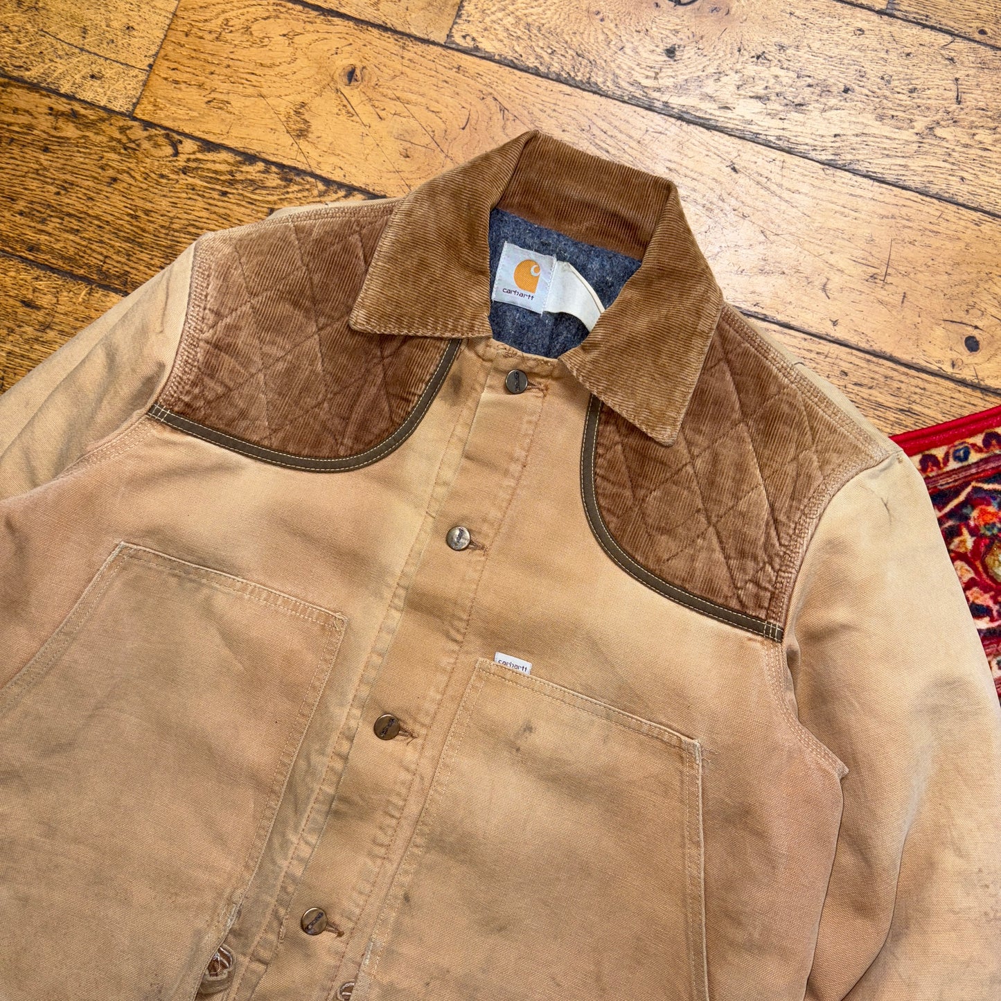 Vintage Carhartt Hunting Brown Suede Workwear Jacket - L
