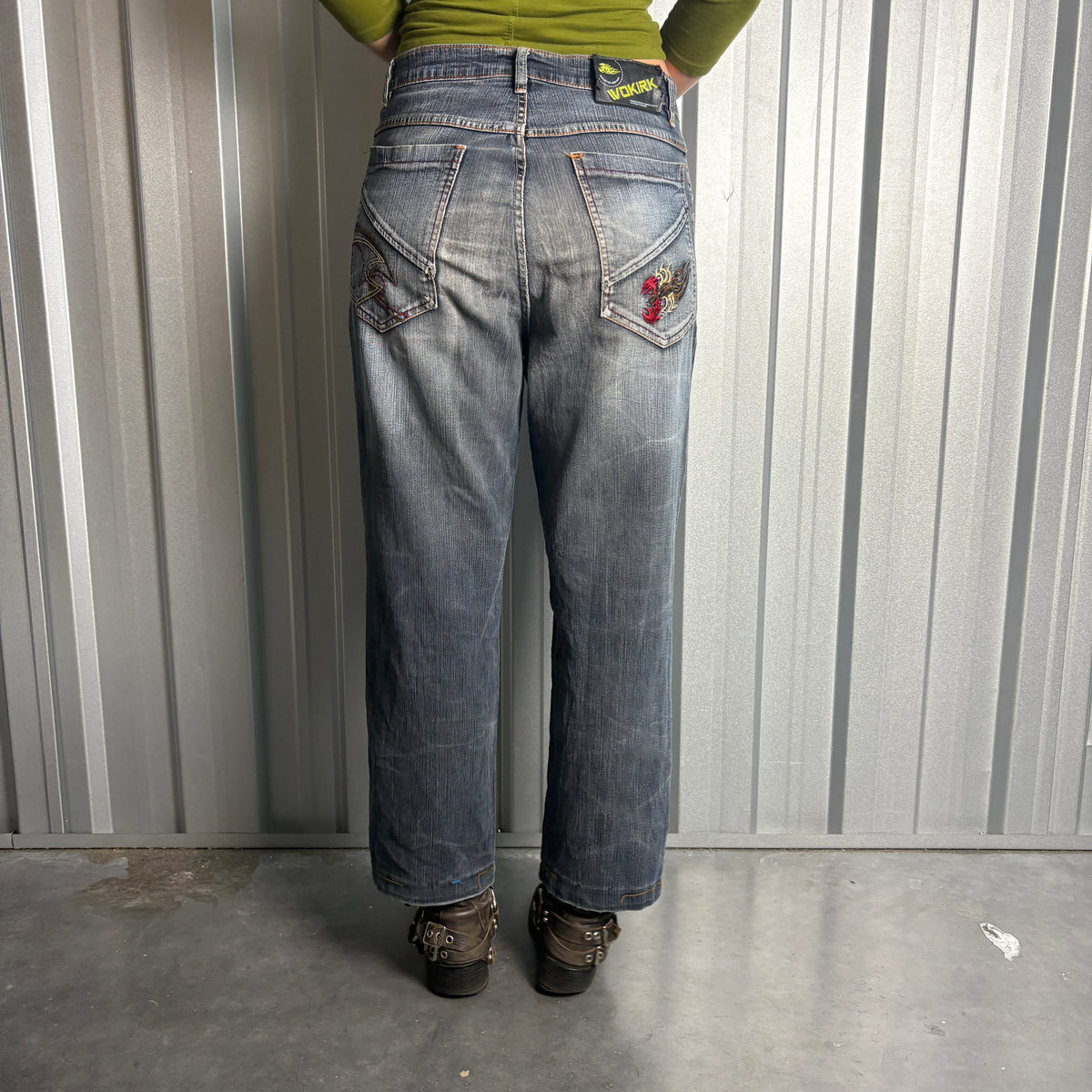 Embroidered Blue Scorpion Japanese Denim Hip Hop Y2K Baggy Jeans - 32S