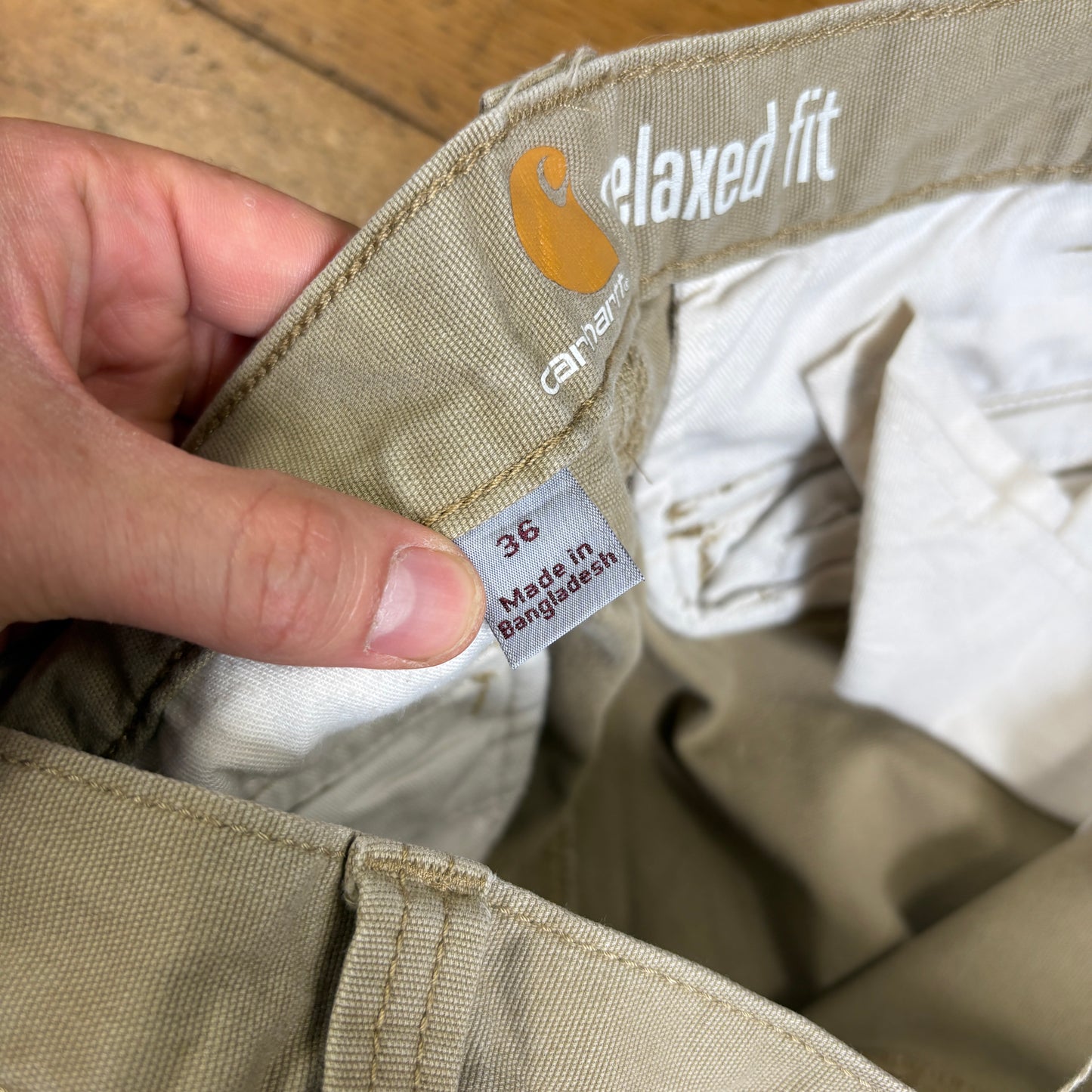 Vintage Carhartt Cream Workwear Baggy Carpenter Shorts - 36