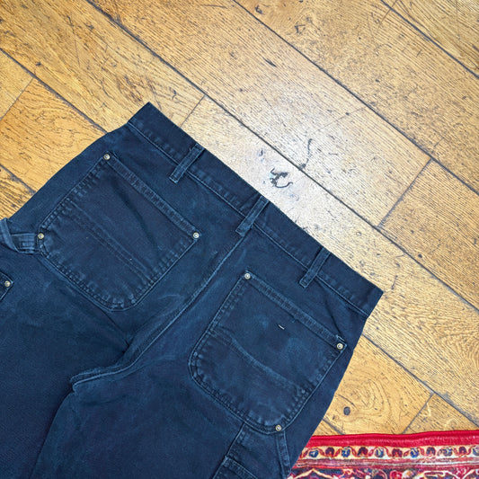 Vintage Carhartt Black Double Knee Workwear Carpenter Baggy Trousers - 33R