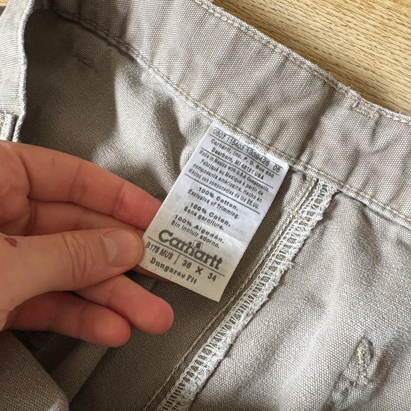 Vintage Carhartt Light Brown Grey Workwear Carpenter Baggy Trousers - 36L
