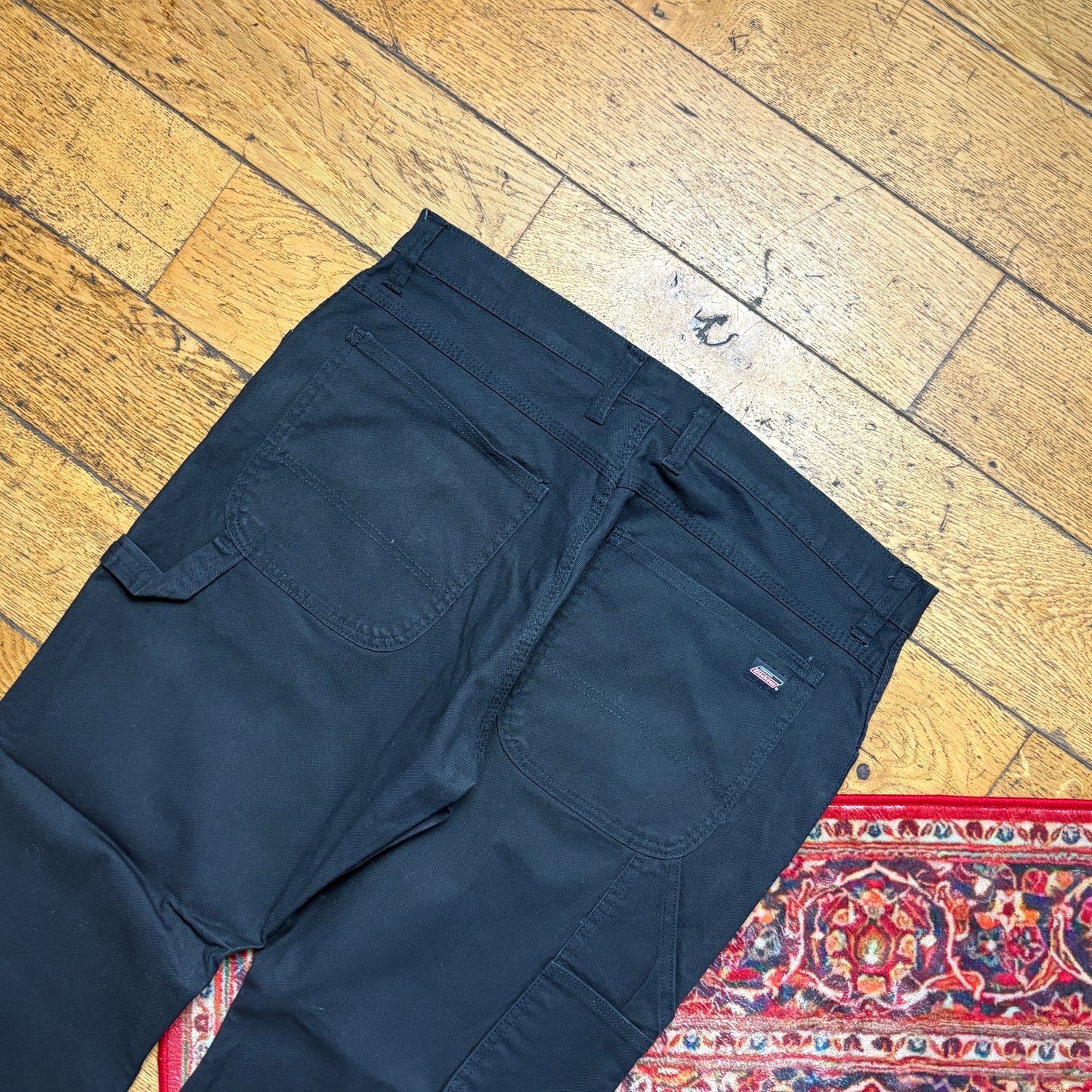 Vintage Dickies Workwear Carpenter Black Baggy Trousers - 36R