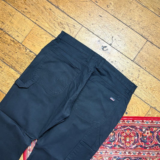 Vintage Dickies Workwear Carpenter Black Baggy Trousers - 36R