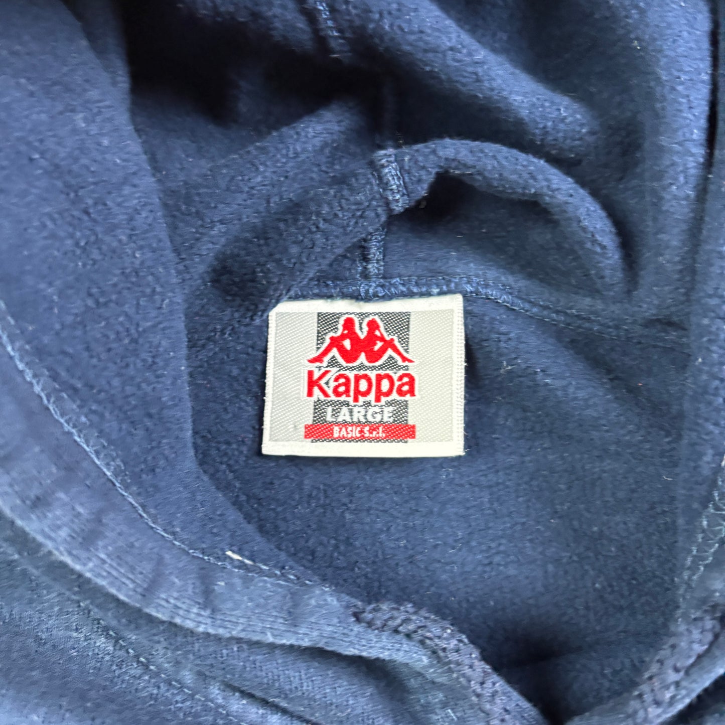 Vintage 90s Kappa Navy Boxy Hoodie Sweatshirt - M