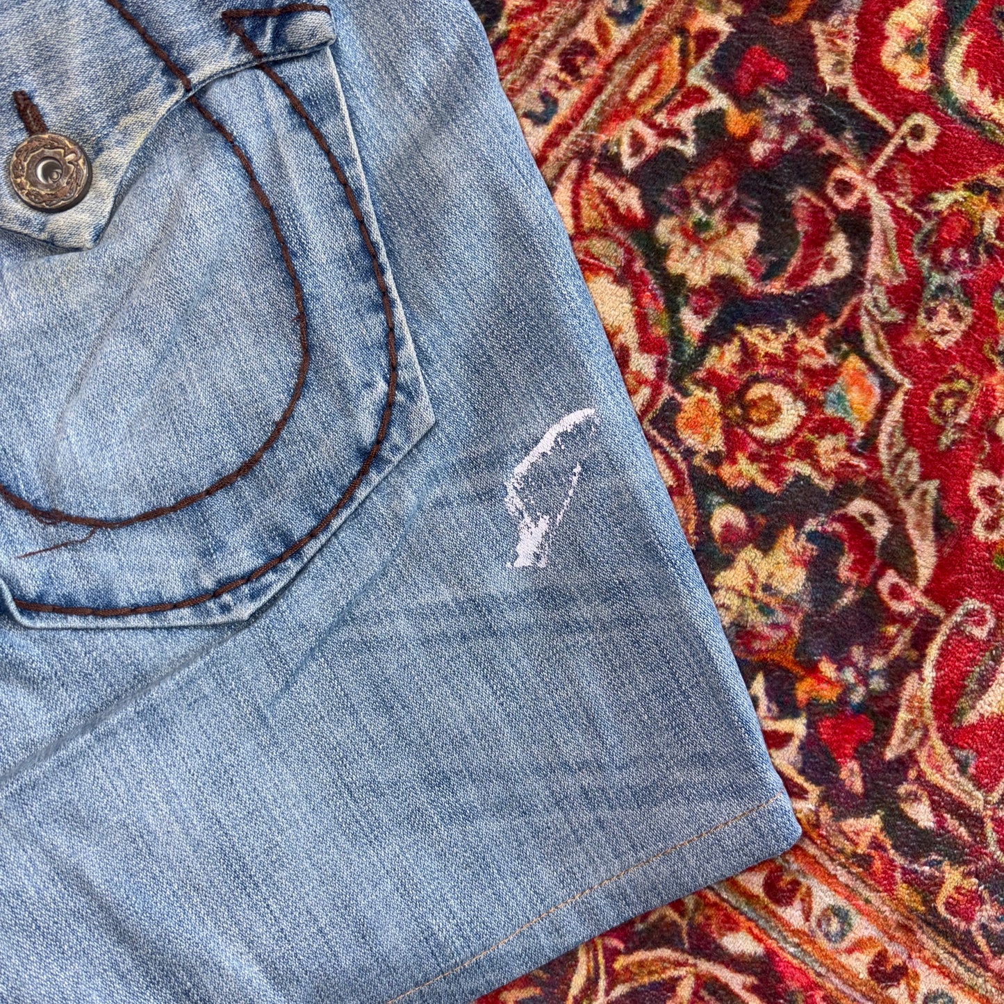 Vintage True Religion Blue Embroidered Y2K Shorts Jorts - 38