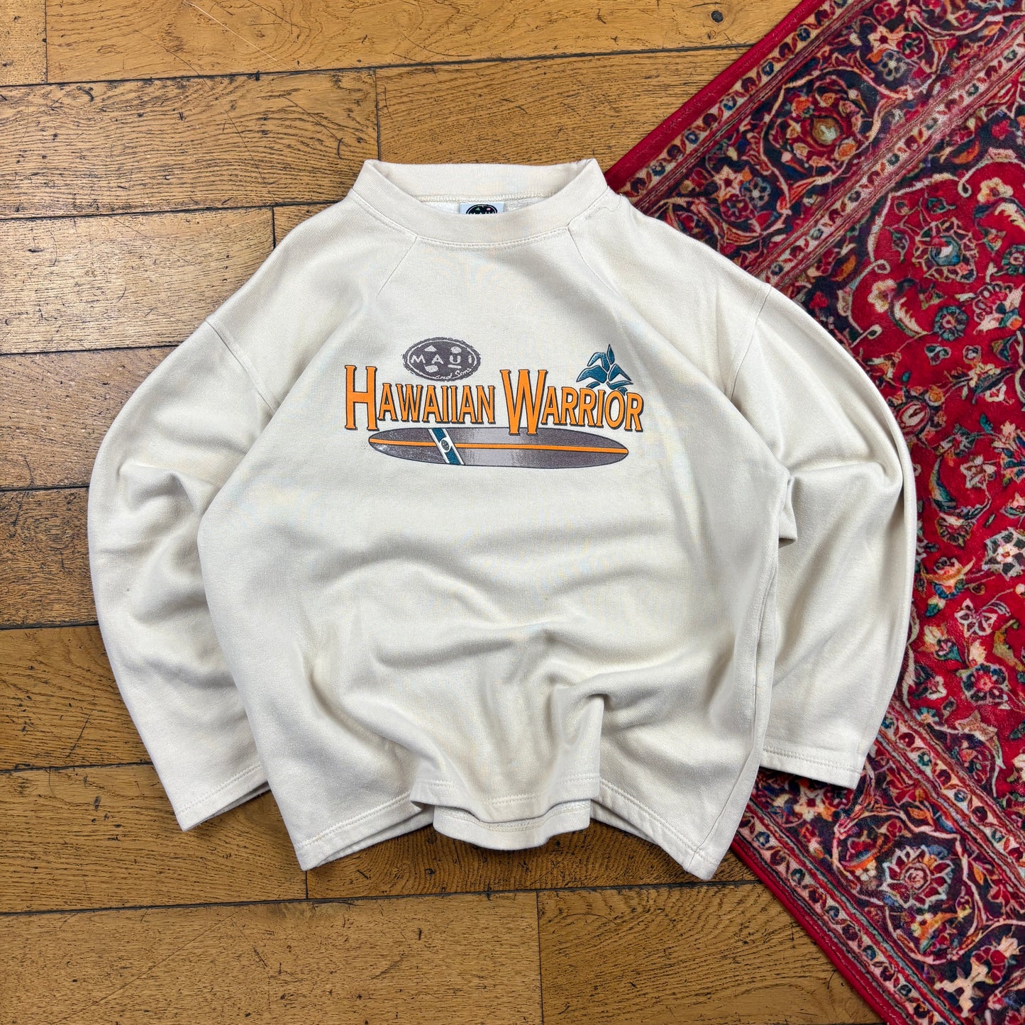 Vintage Maui and Sons Cream Surfwear Sweatshirt - S