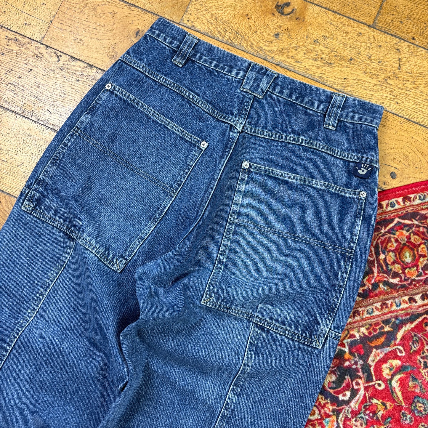 Vintage Mudd Double Knee Blue Y2K Hip Hop Baggy Jeans - 32