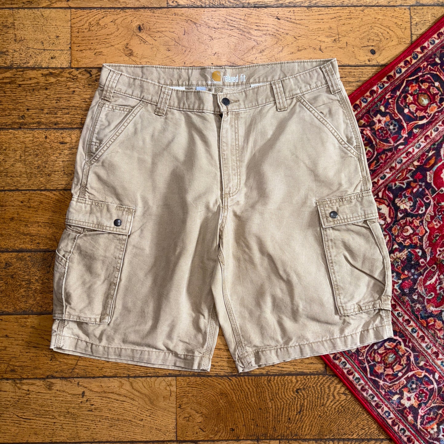 Vintage Carhartt Workwear Cream Baggy Carpenter Shorts - 38