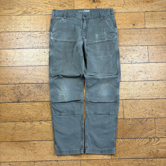 Vintage Carhartt Grey Double Knee Workwear Carpenter Baggy Trousers -