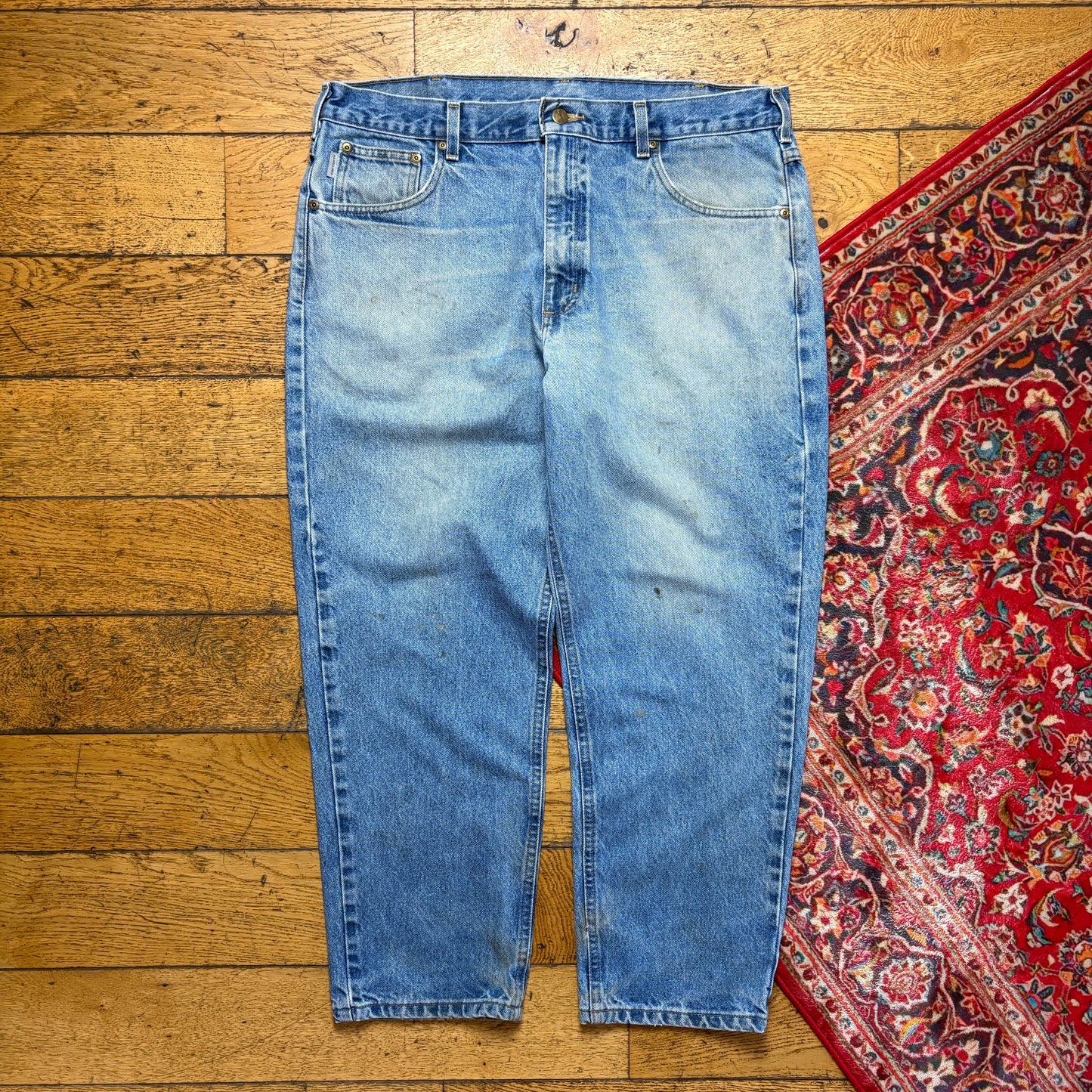 Vintage Carhartt Workwear Carpenter Baggy Blue Jeans - 38S