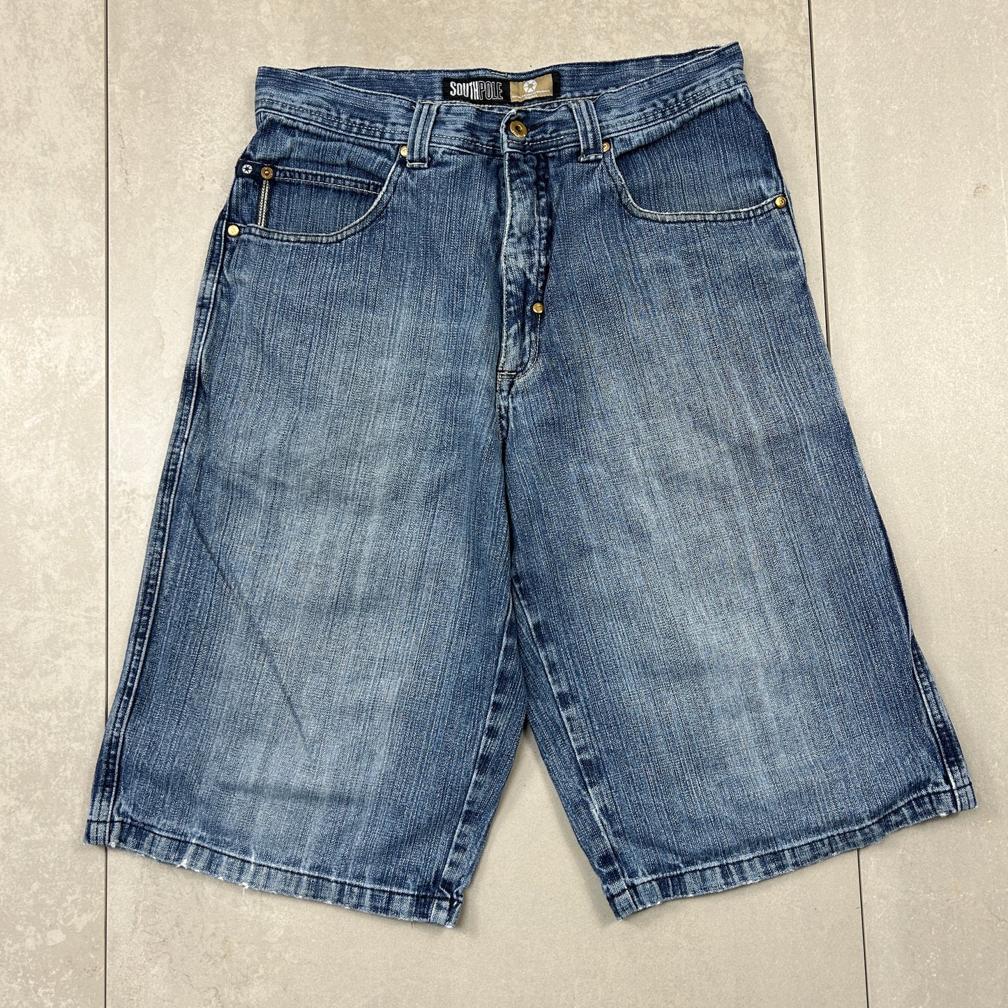 Vintage Southpole Embroidered Hip Hop Baggy Blue Shorts Jorts - 33