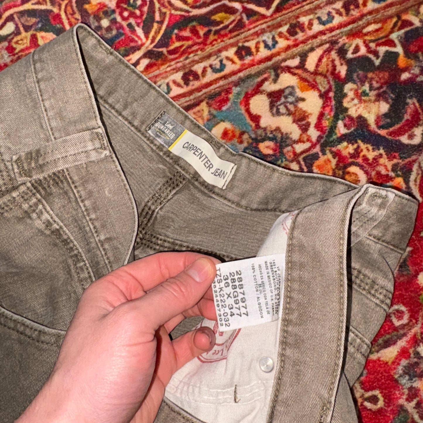 Vintage Lee Grey Brown Carpenter Workwear Baggy Trousers - 36R