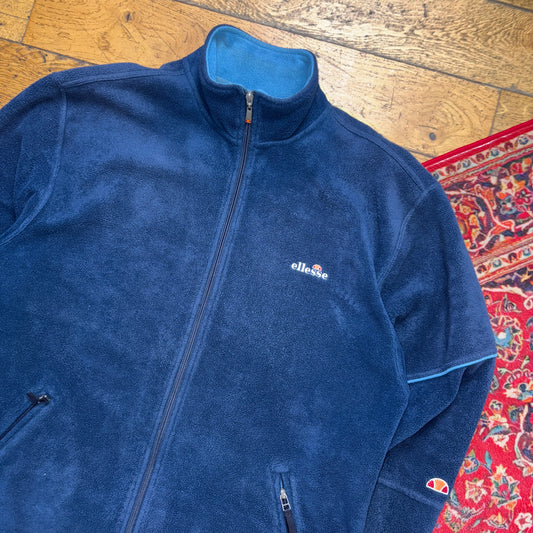 Vintage Ellesse Navy Fleece Embroidered Sweatshirt - 2XL