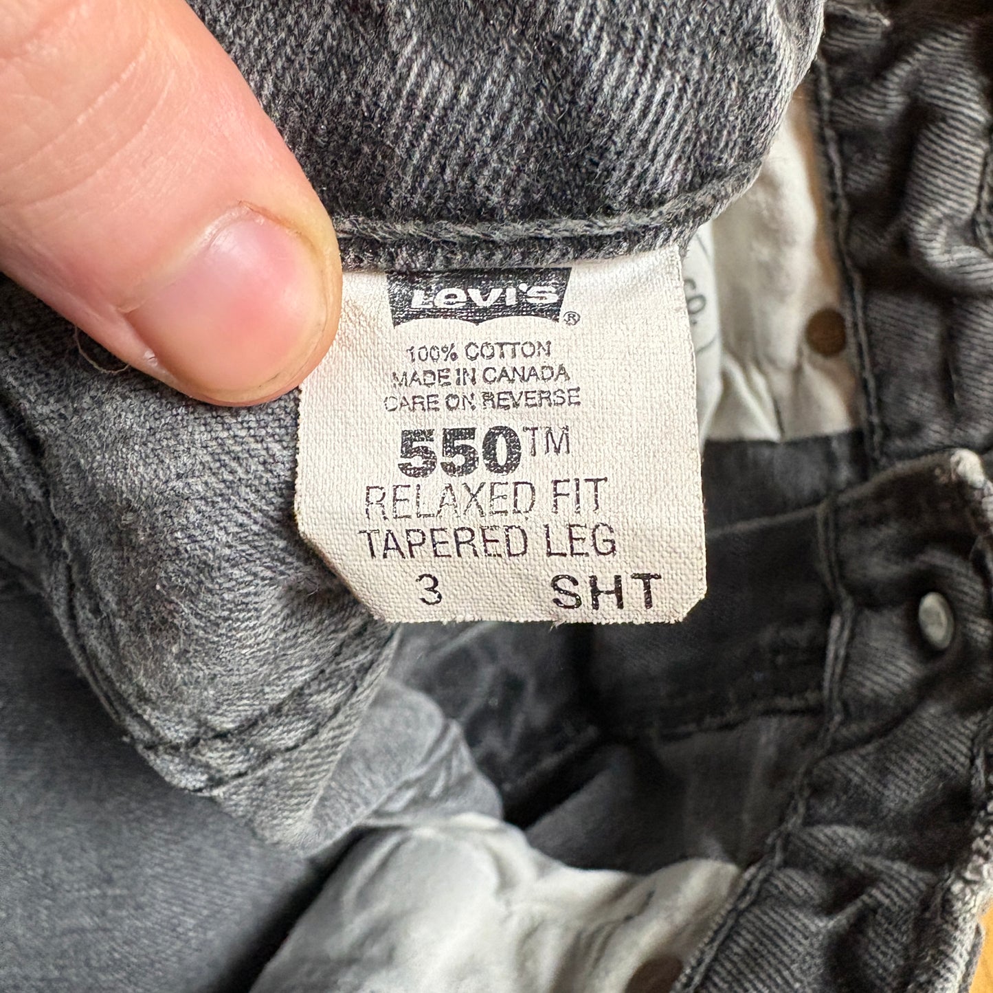 Vintage Levis 550 Womens Baggy Tapered Grey Washed Black Denim Jeans - Size 4