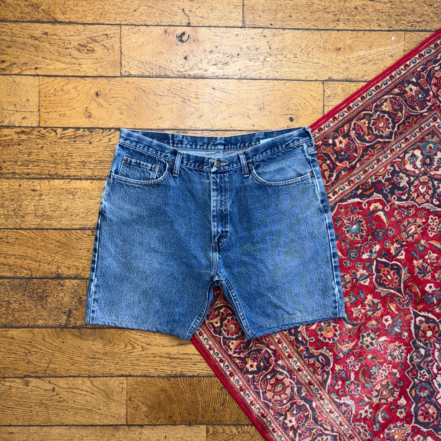 Vintage Wrangler Blue Denim Carpenter Baggy Shorts - 38