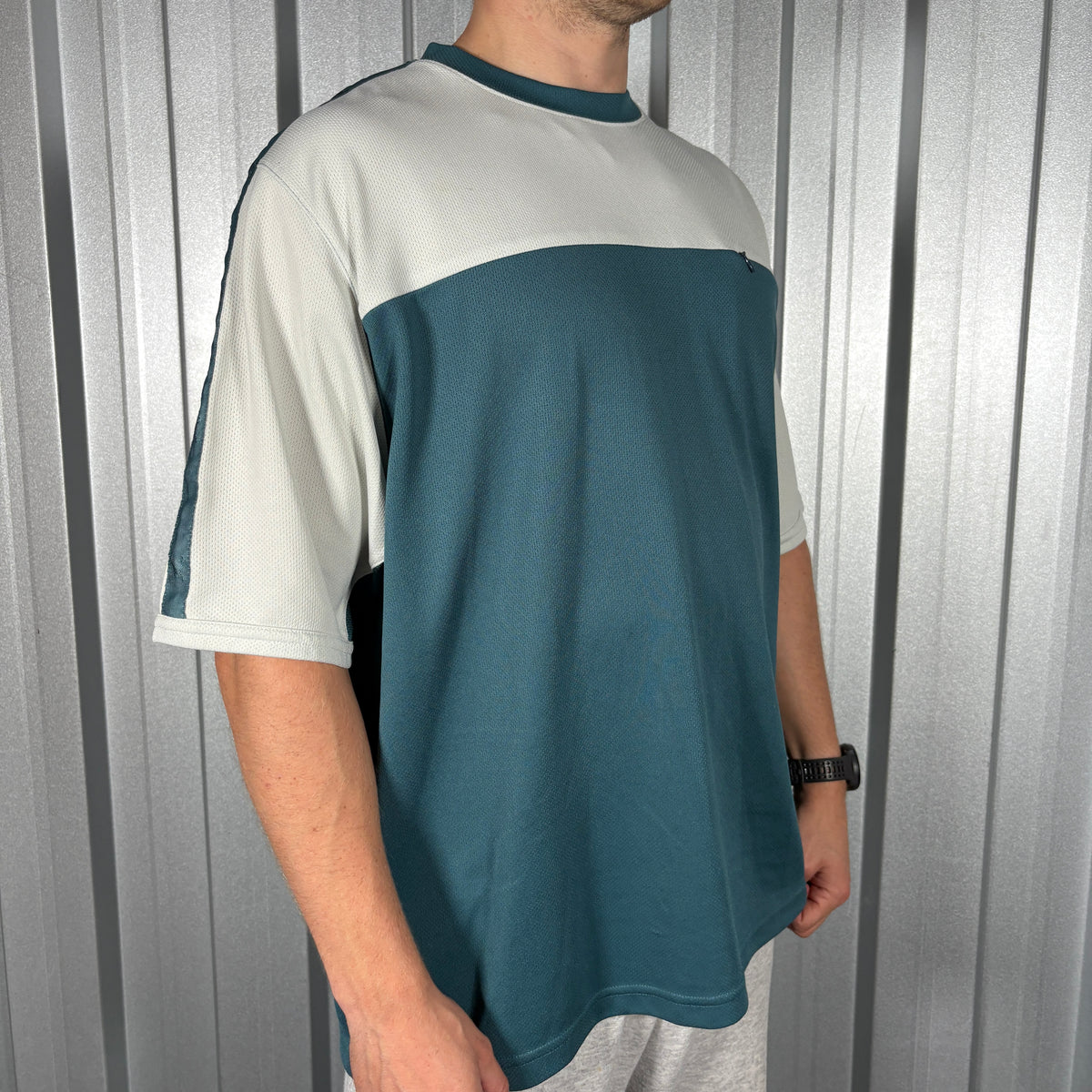 Oakley 00s Blue Grey Two Tone Technical T Shirt - XL
