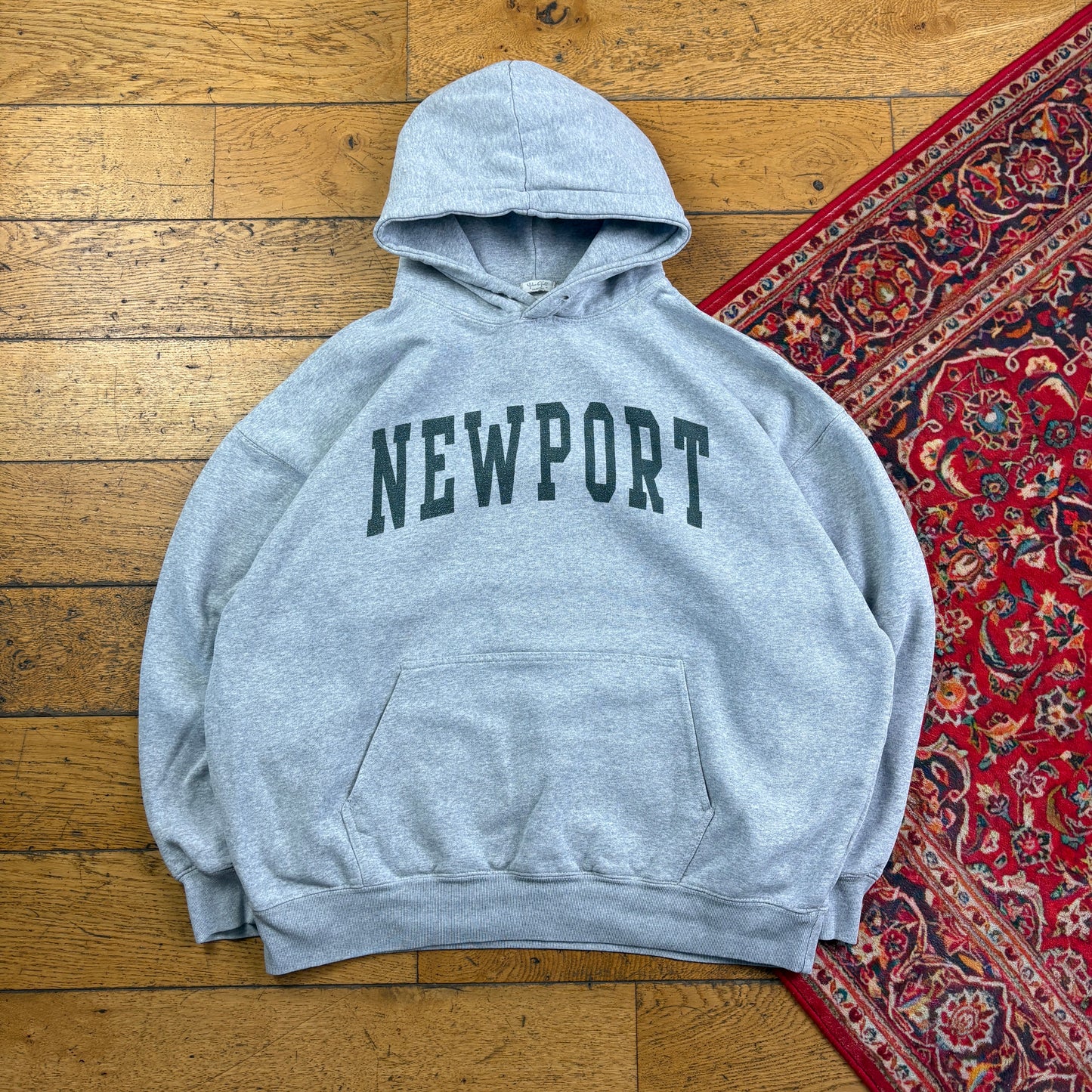 Vintage Newport Boxy Grey Hoodie Sweatshirt - L