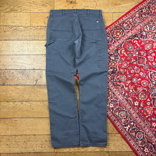 Vintage Dickies Grey Workwear Carpenter Baggy Trousers - 35