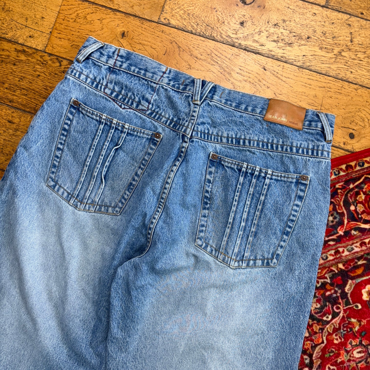 Vintage Sean John Embroidered Blue Hip Hop Baggy Shorts Jorts - 40