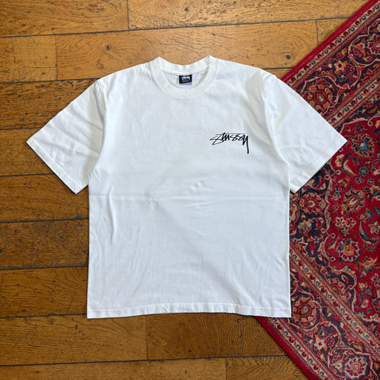 Vintage Stussy White Graphic T-Shirt - S