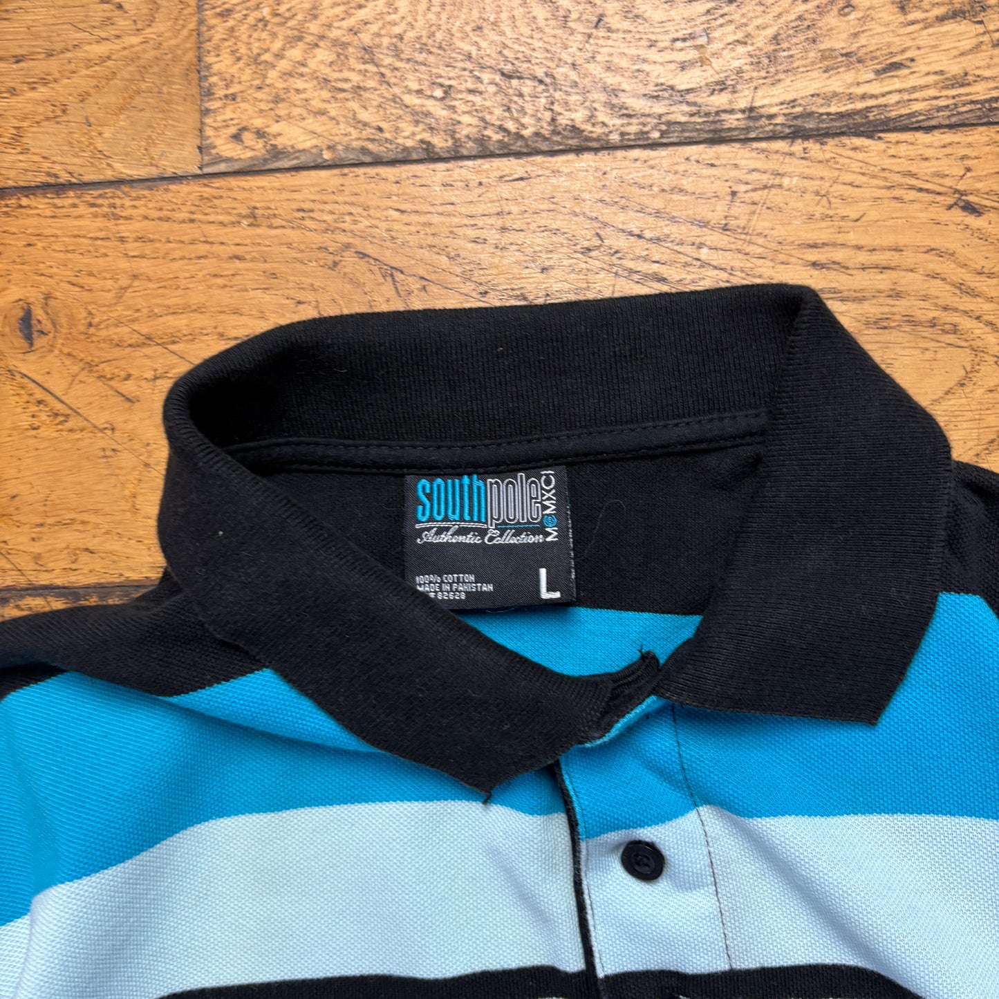 Vintage Southpole Blue Stripe Hip Hop Polo Shirt - S