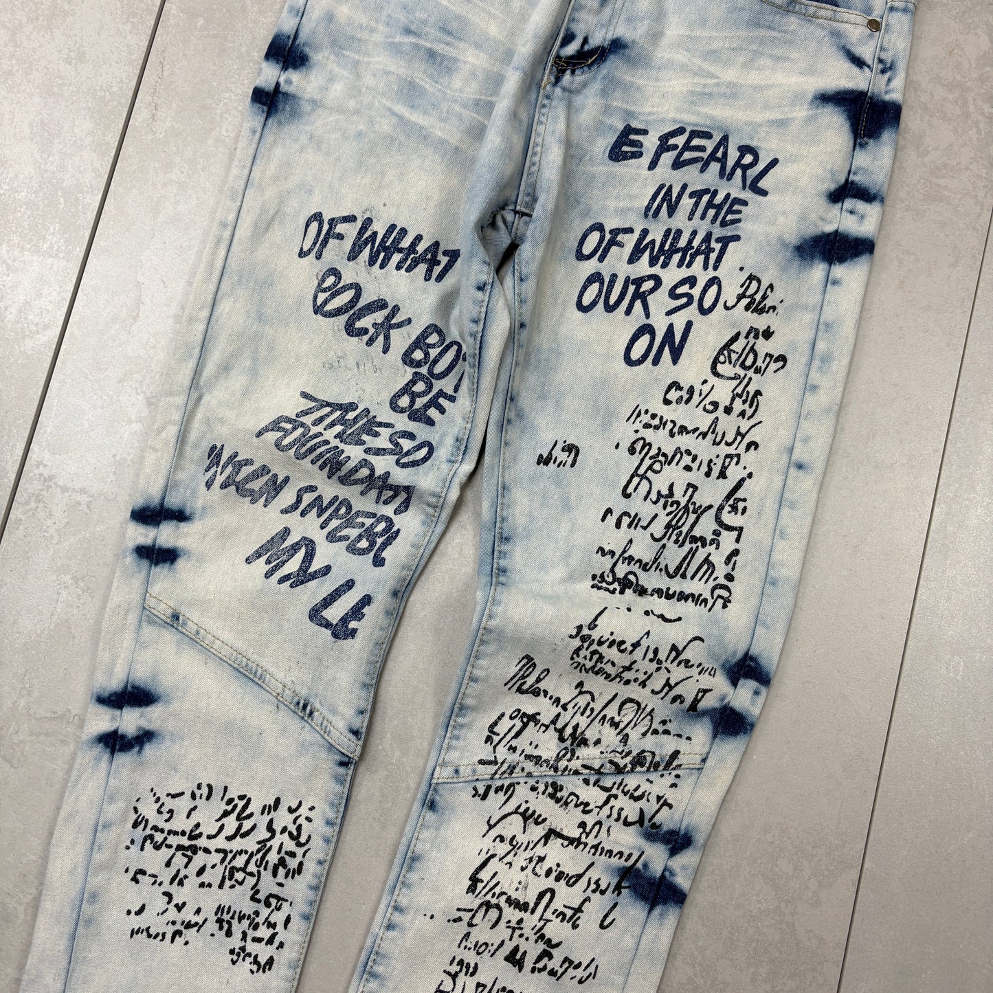 Vintage Rock Salt Blue Hip Hop Slim Jeans - 32