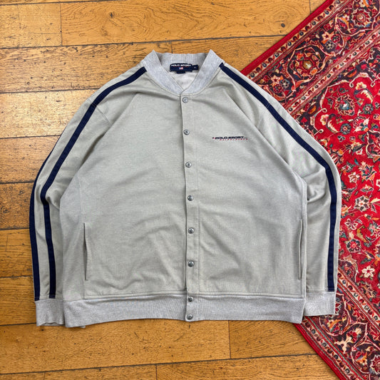 Vintage 90s Ralph Lauren Polo Sport Grey Button Embroidered Sweatshirt - XL