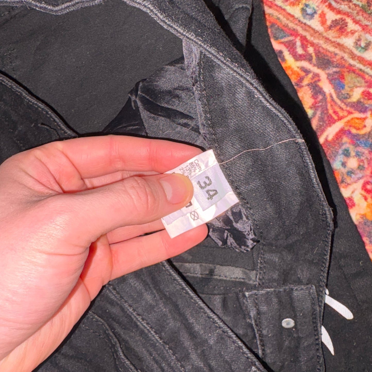 Vintage Black Punk Grunge Slim Painted Jeans - 34S