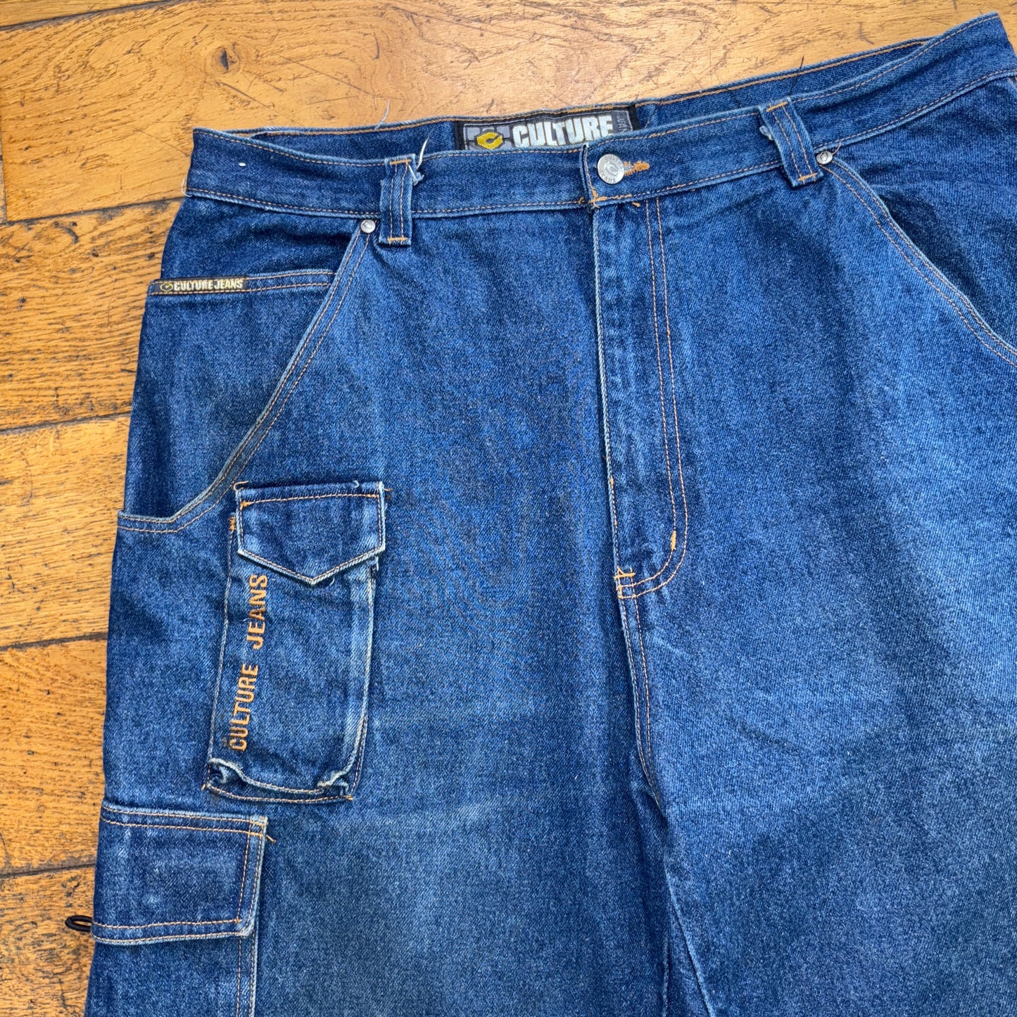 Vintage Culture Jeans Y2K Embroidered Hip Hop Baggy Shorts Jorts - 36