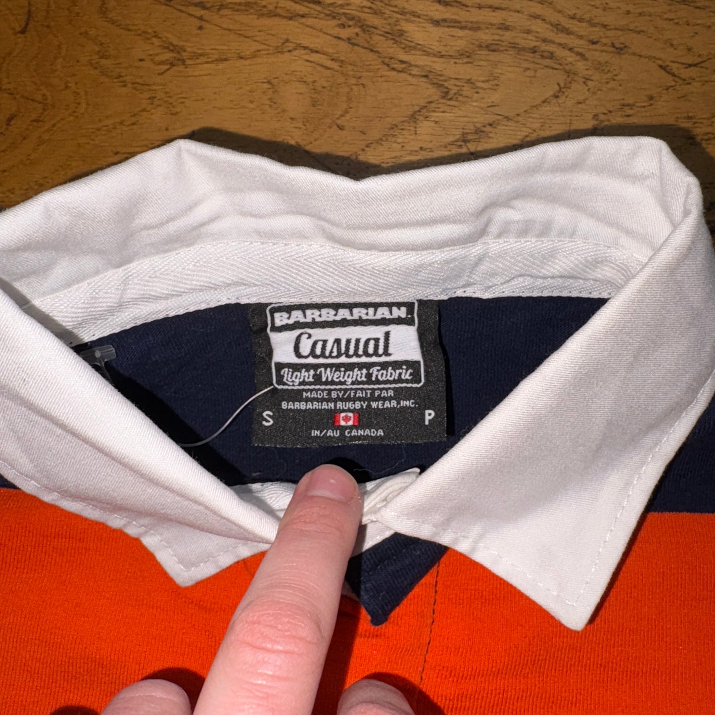 Vintage Navy Orange Stripe Rugby Polo Shirt - S