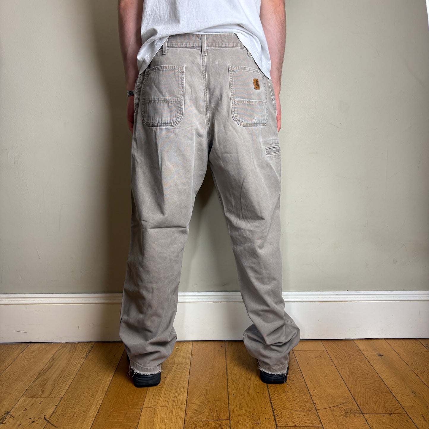 Vintage Carhartt Light Brown Grey Workwear Carpenter Baggy Trousers - 36L