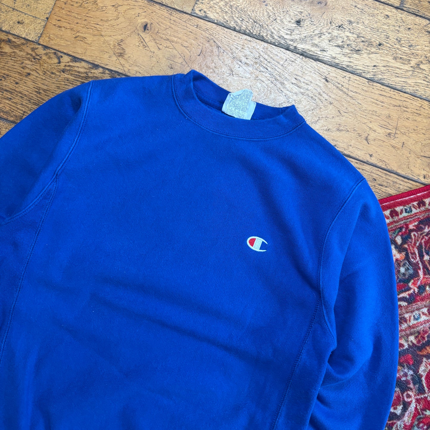 Vintage Champion Blue Embroidered Sweatshirt - S