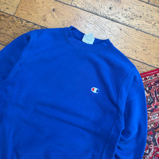 Vintage Champion Blue Embroidered Sweatshirt - S