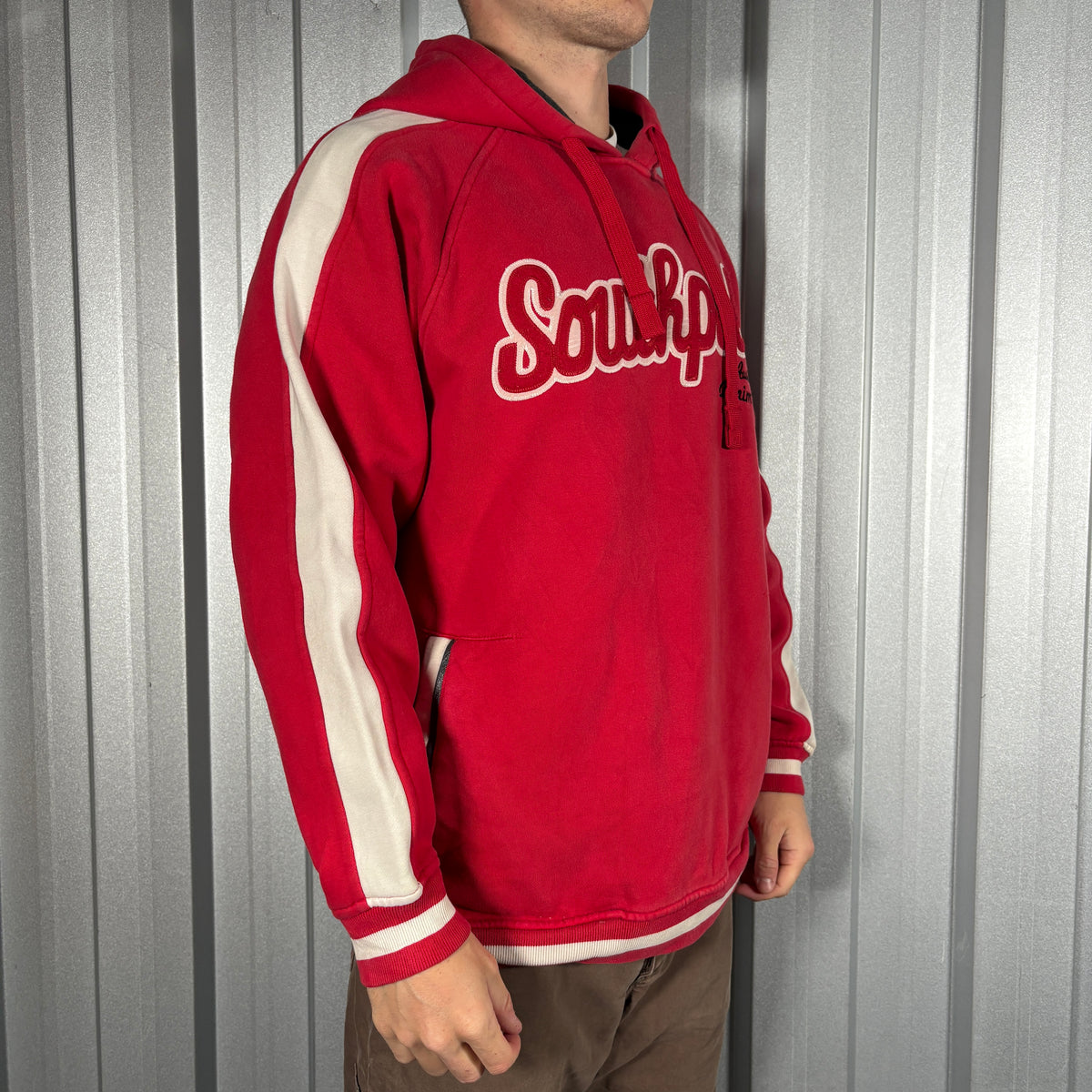Southpole Red Embroidered Hip Hop Y2K Hoodie Sweatshirt - L