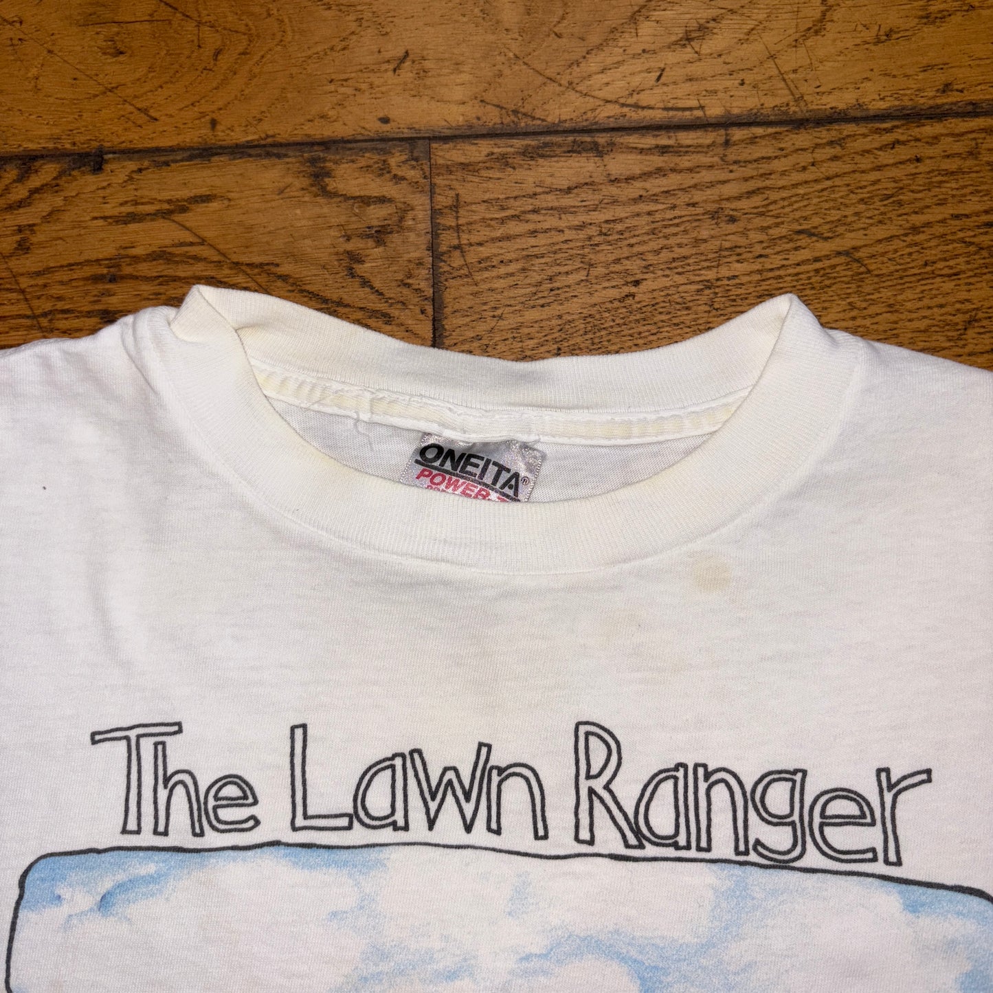 Vintage 90s Lawn Ranger Funny White Single Stitch Graphic T-Shirt - XL