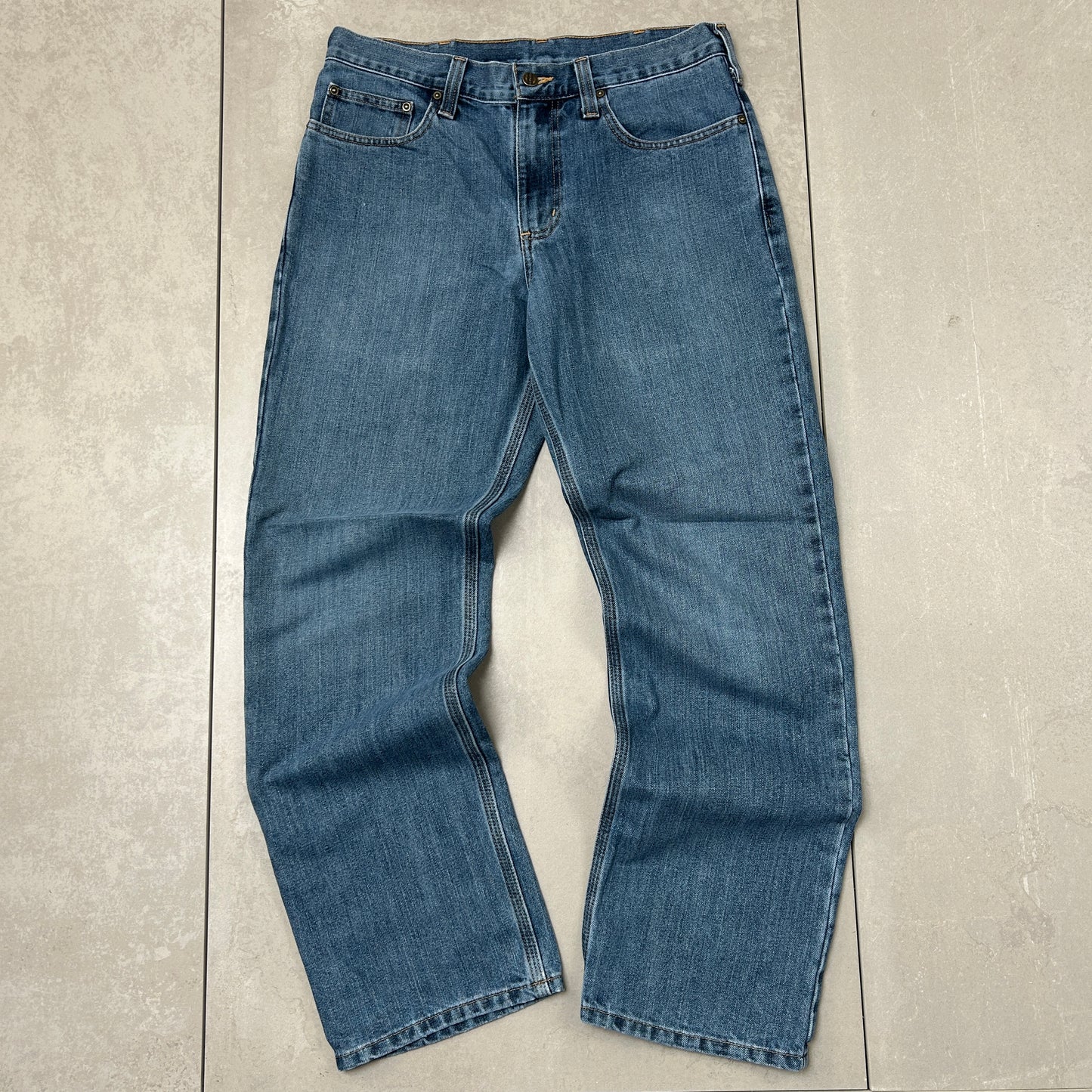 Vintage Carhartt Workwear Carpenter Baggy Blue Jeans - 32