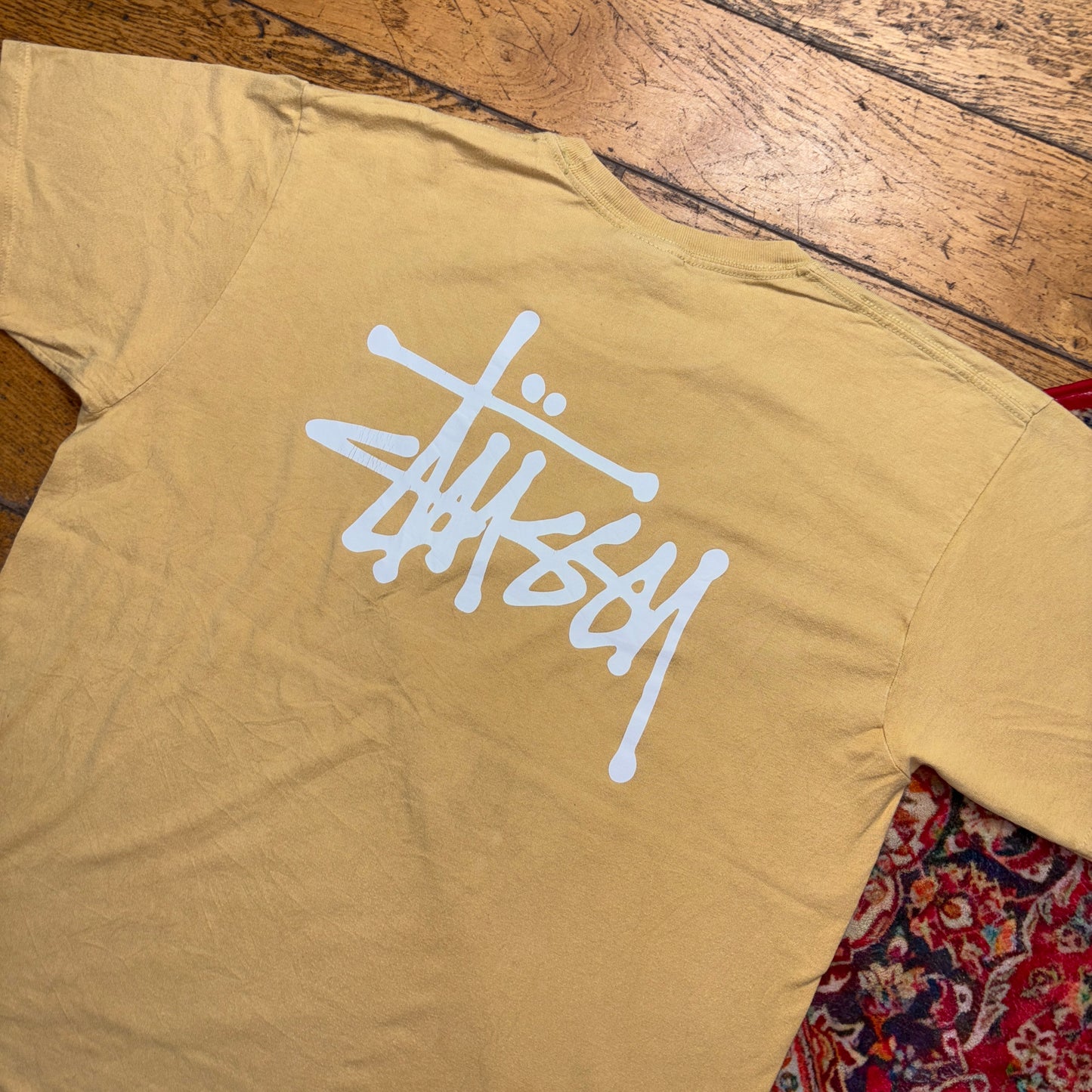 Vintage Stussy Yellow Graphic T-Shirt - L