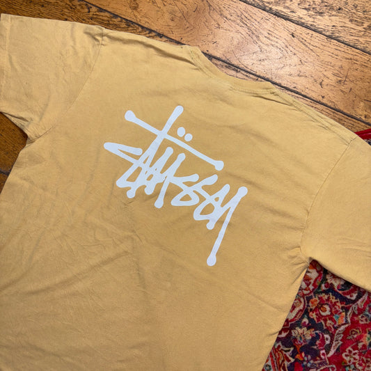 Vintage Stussy Yellow Graphic T-Shirt - L