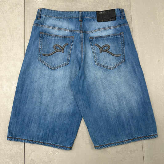 Vintage Rocawear Embroidered Hip Hop Baggy Blue Shorts Jorts - 38
