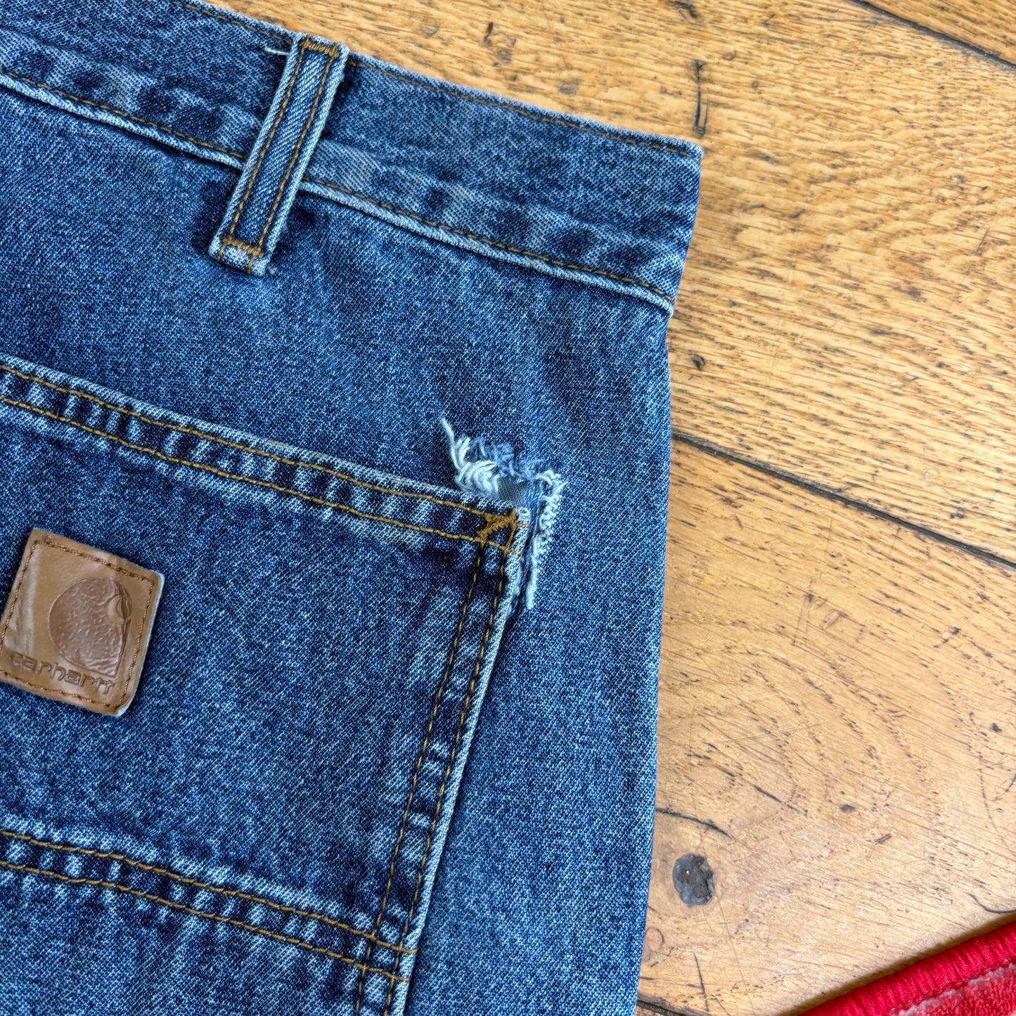 Vintage Carhartt Workwear Carpenter Baggy Blue Jeans - 32