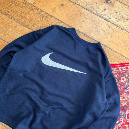 Vintage Nike Black Swoosh Embroidered Sweatshirt - S