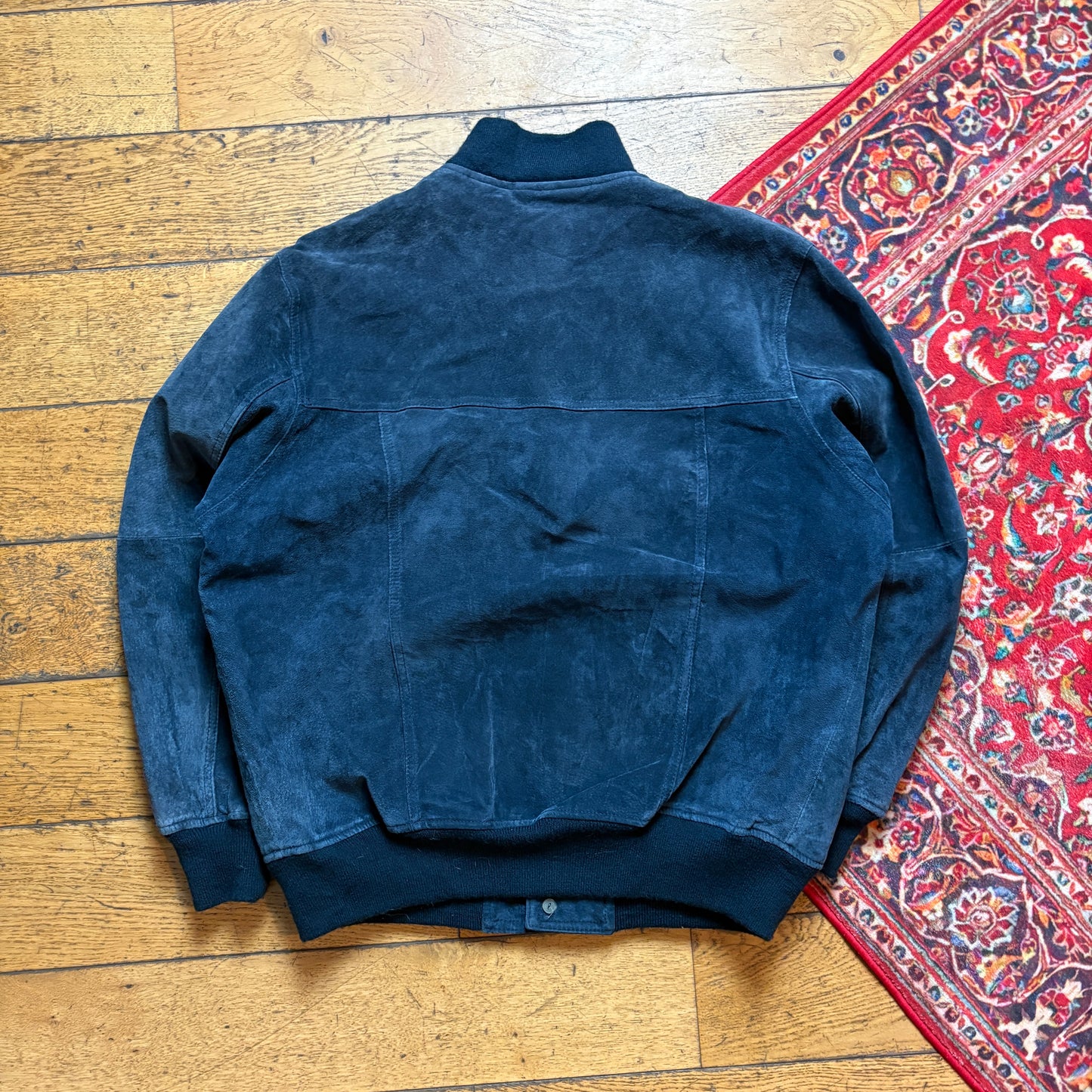 Vintage Royal Coast Marine Navy Suede Leather Bomber Jacket -  M