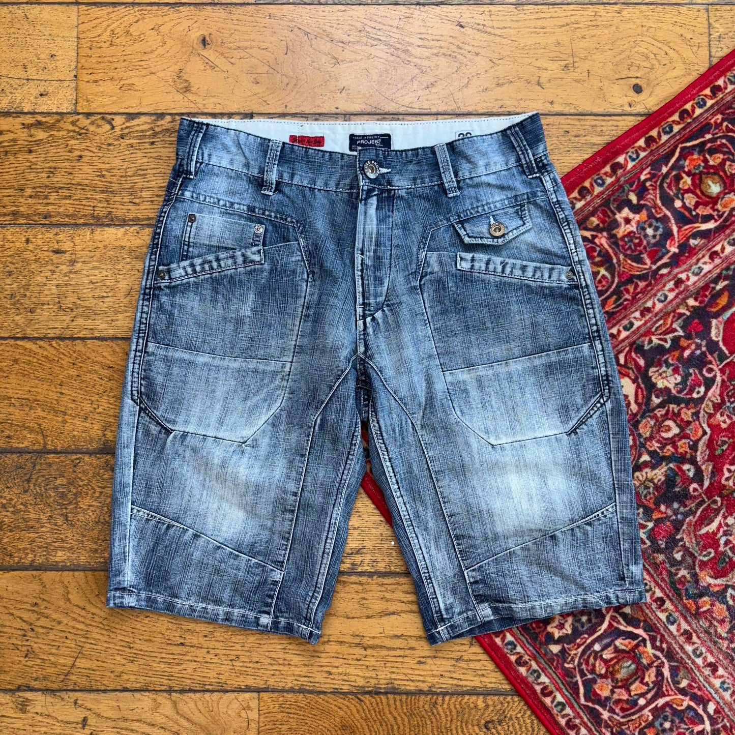 Vintage Embroidered Hip Hop Blue Shorts Jorts - 30