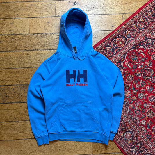 Vintage Helly Hansen Blue Hoodie Embroidered Sweatshirt - S