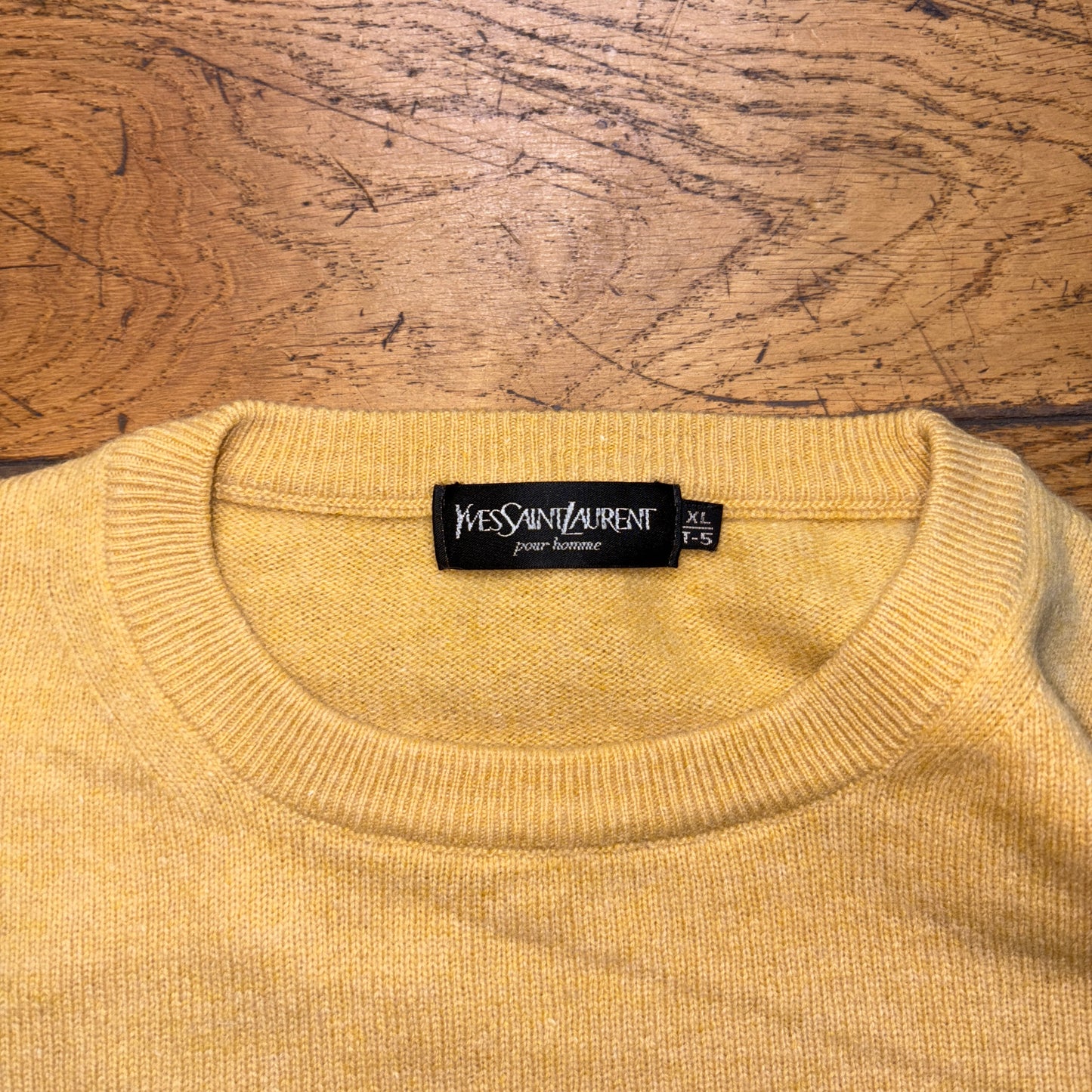 Vintage YSL Yves Saint Laurent Yellow Wool Knit Jumper - XL