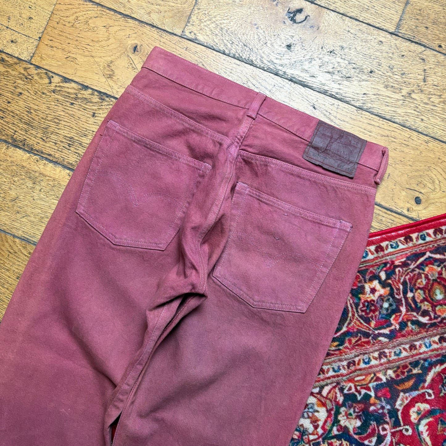 Vintage Levis 501 Straight Burgundy Pink Denim Jeans - 30S