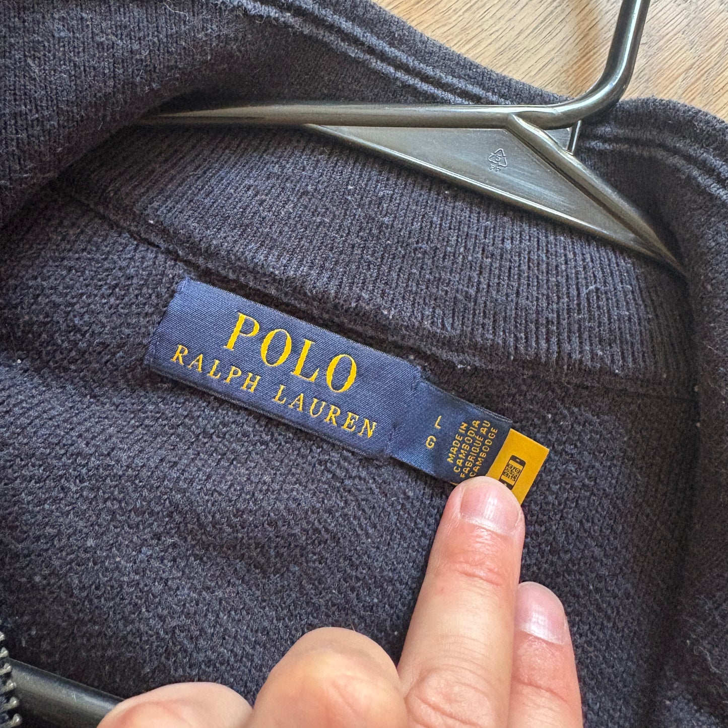 Vintage Ralph Lauren Quarter Zip Navy Knit Jumper - L